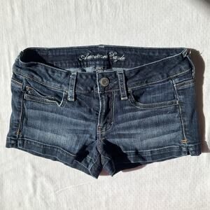 American Eagle Women Shorts 2 Blue Denim Stretch Button 2" Inseam